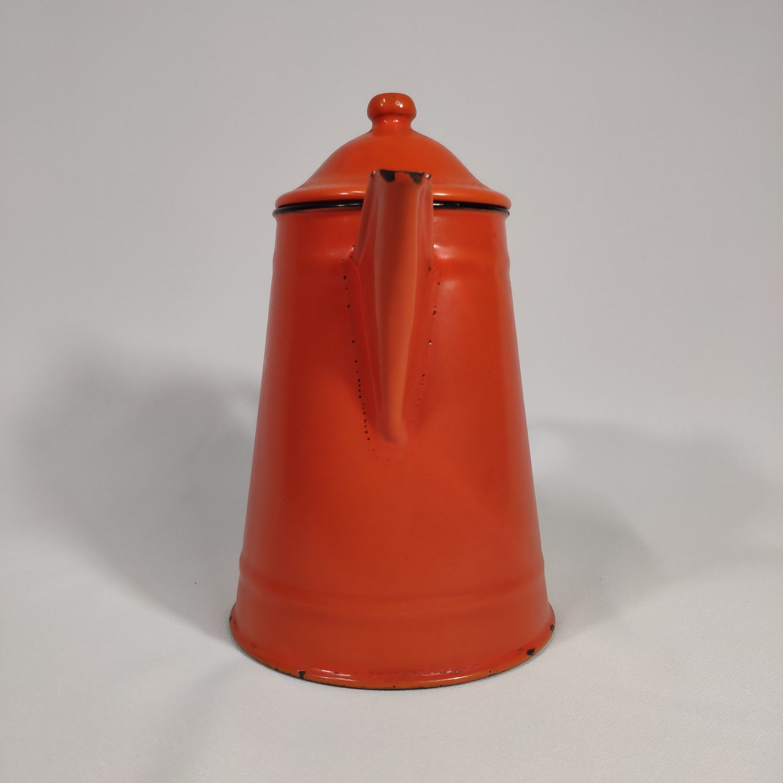 Tetera naranja metalica esmaltada unico deco