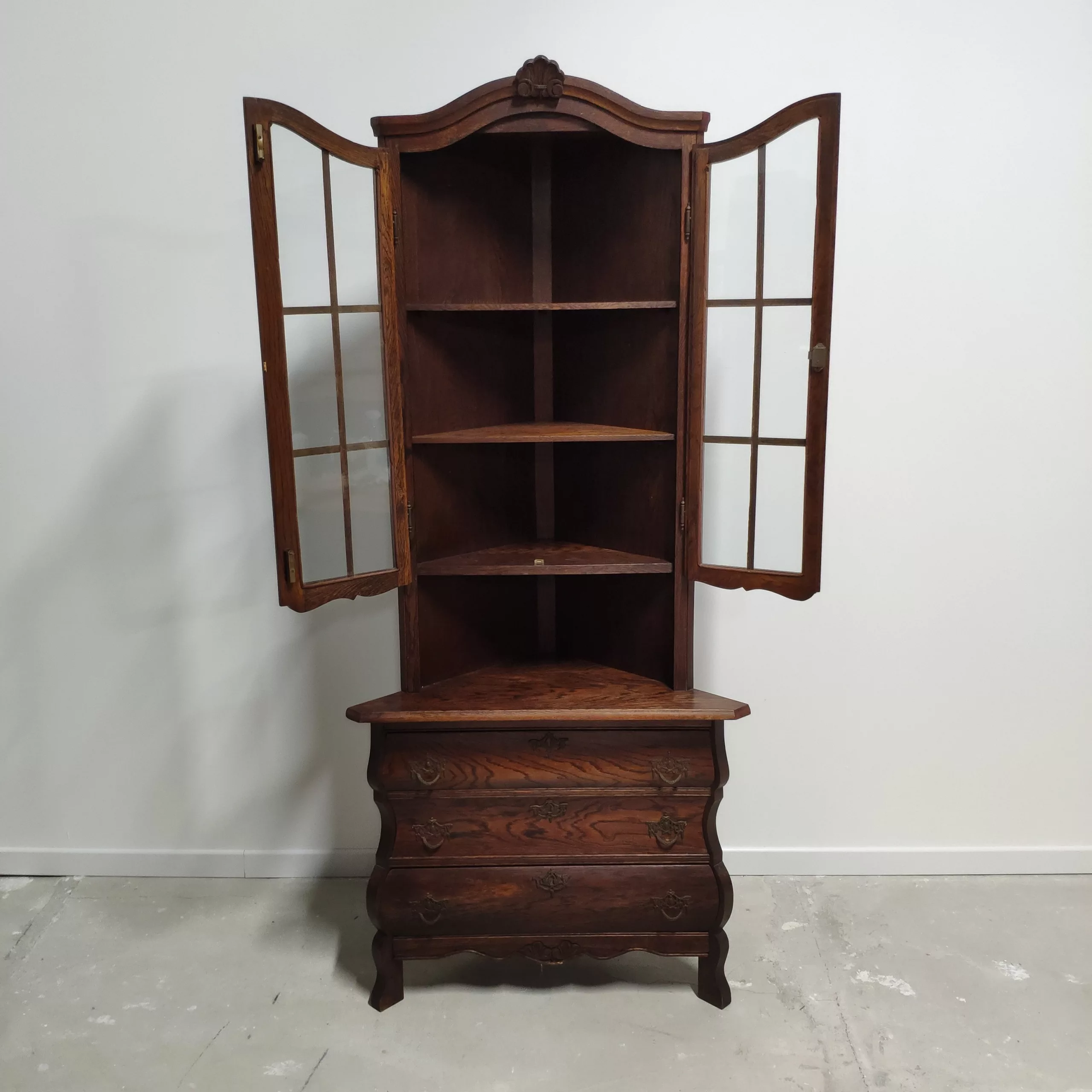 vitrina rinconera roble unico deco