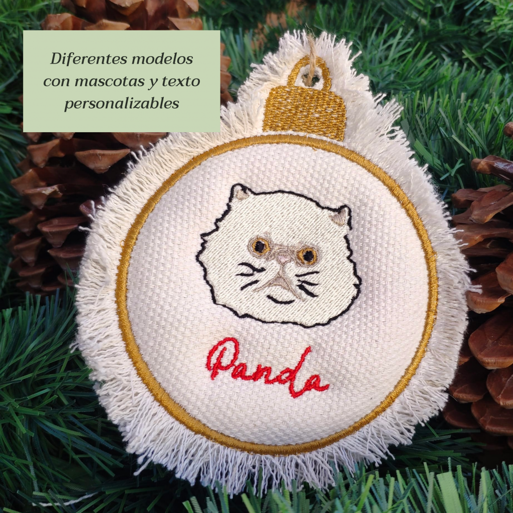 Adorno personalizado bordado con la cara de tu perro