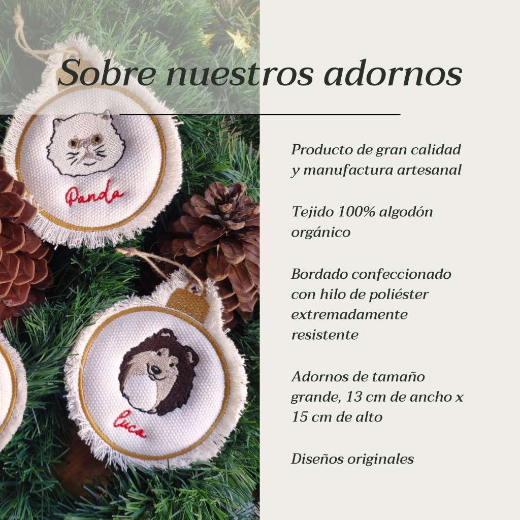 Adorno personalizado bordado con la cara de tu perro